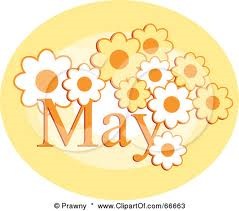 MAY - Orange Lettering with Flowers Pale Yellow